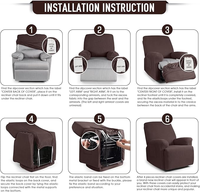 TAOCOCO Oversized Recliner Chair Covers, 1 Seater Streach Recliner Covers Soft - Image 6