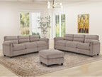 HAOMARKETS Corduroy Sofa Set, Upholstered Ottoman and 3-Seater Couch Set of 2 by HAOMARKETS