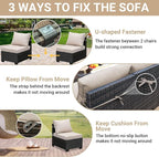 Jing's Villa 9-Piece Patio Furniture Set, All-Weather Outdoor Wicker Sectional - Image 6