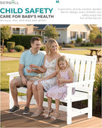 SERWALL Outdoor Bench with Cup Holder, Oversized 58" HDPE Porch Bench Suitable - Image 4