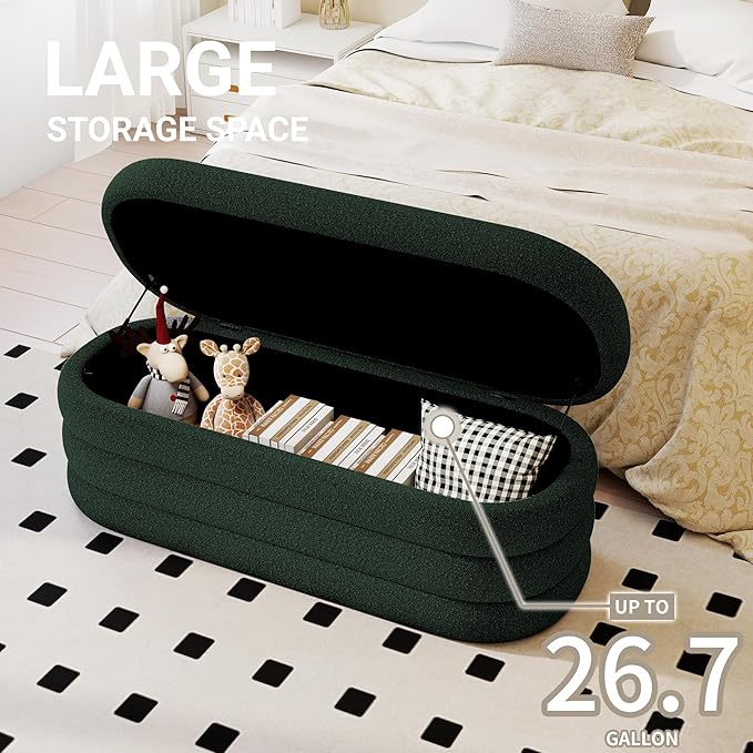 Busaurus Storage Ottoman Bench 49.2 Inch Upholstered Fabric Storage Bench - Image 3
