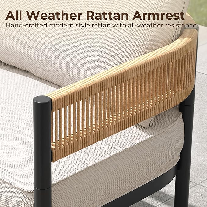 Grand patio 5-Piece Outdoor Furniture Set, 5 Seats Wicker Sofa Conversation Set - Image 7
