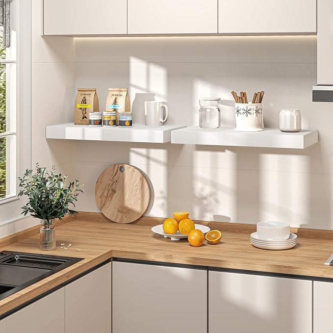 White Floating Shelves 55Inch Long, 12 Inch Deep Floating Shelves - Image 3