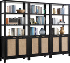SICOTAS Bookshelf 5 Tier Book Shelf Rattan Boho 71" Tall Bookcase by SICOTAS
