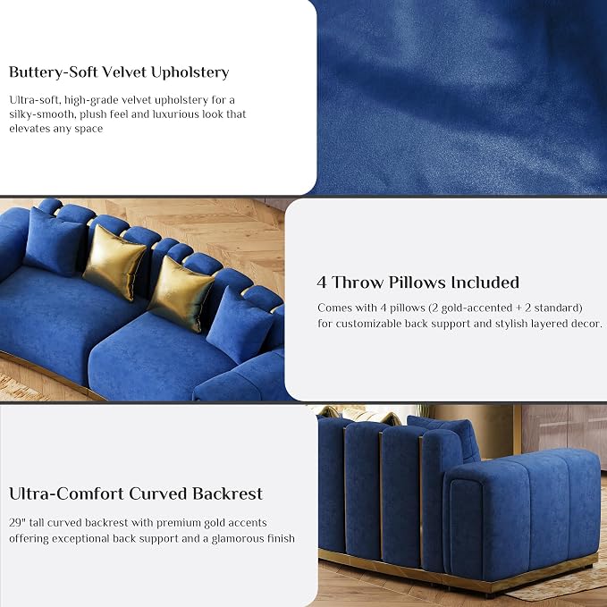 104" Oversized Chesterfield Loveseat Luxury Velvet Couch Vintage Tufted Sofa - Image 4