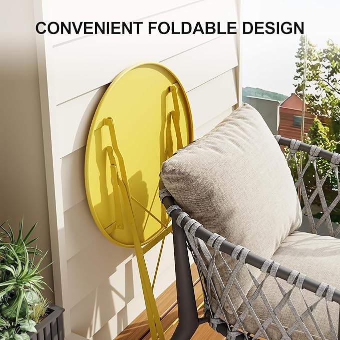 3-Piece Folding Bistro Set, Outdoor Patio Furniture Set - Image 6