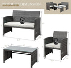 JAMFLY 4 Piece Outdoor Patio Furniture Set, Outdoor Wicker Rattan Chairs - Image 2