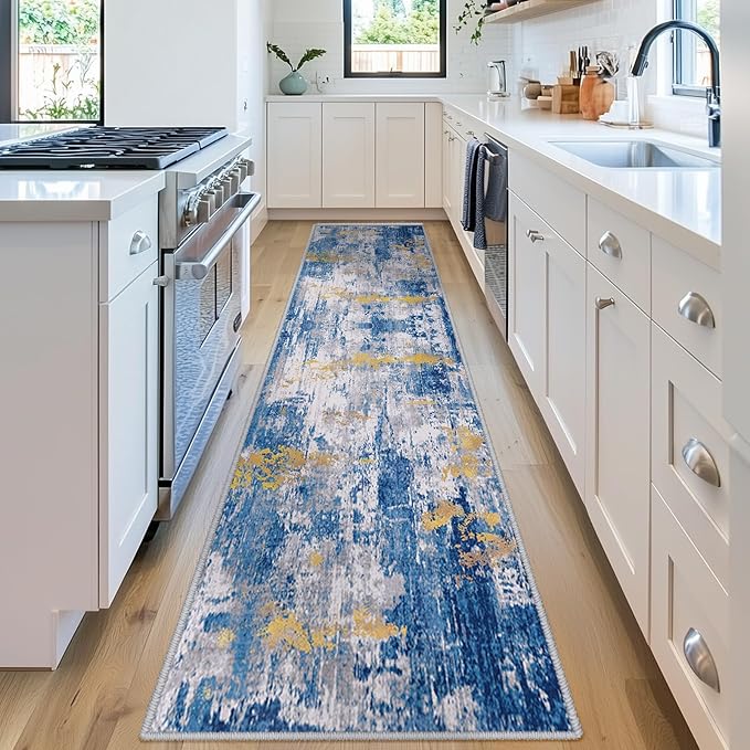RELEANY Washable Area Rugs 2'x8' Non-Slip Modern Abstract Soft - Image 3