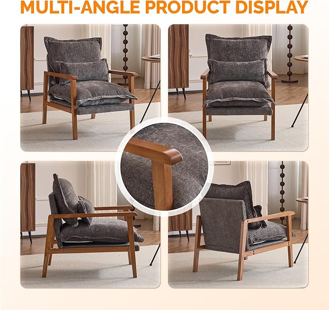 VINGLI Mid-Century Modern Cloud Accent Armchair - Image 3