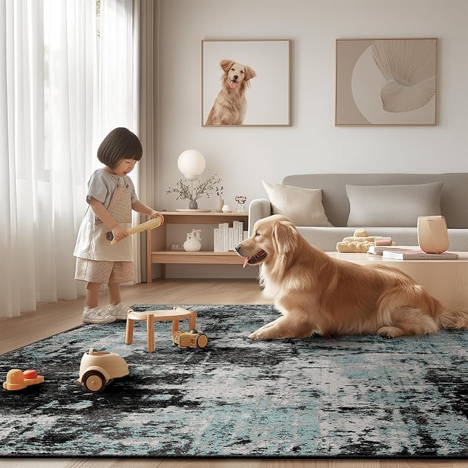RELEANY Washable Area Rugs 2'x6' Non-Slip Modern Abstract Soft - Image 9