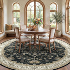 RELEANY Area Rugs Round 8ft Washable Non-Slip, Floral Vintage Distress Print - Image 2