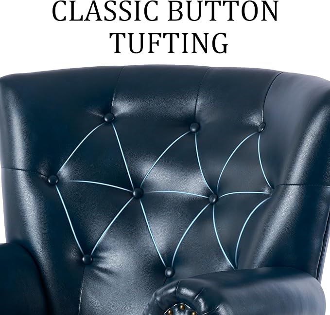 Modern Accent Chair, Mid-Century Faux Leather Armchair - Image 7