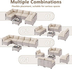 LOUVIXA 7 Piece Outdoor Patio Furniture Set, Outdoor Sectional Sofa, Wicker - Image 3