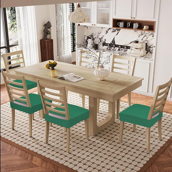 Smiry Waterproof Seat Covers for Dining Room Chairs Set of 8, Stretch Jacquard - Image 8