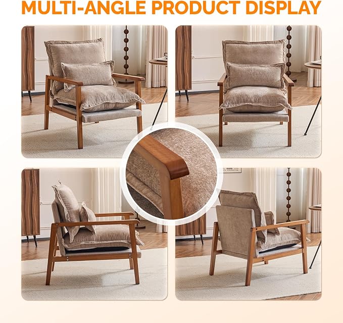 VINGLI Mid-Century Modern Cloud Accent Armchair - Image 3