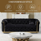 DAMAIFROM Luxury Velvet Couch Set Black and Gold Sofa, Mid Century Modern - Image 6