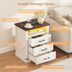 Turosur 22'' Set of 2 White Farmhouse Nightstands - Image 8
