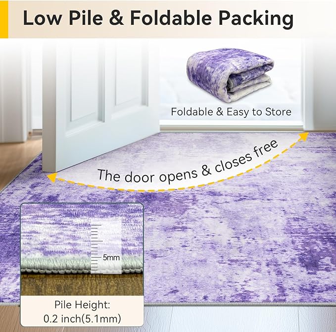 RELEANY Washable Area Rugs 3'x5' Non-Slip Modern Abstract Soft - Image 7