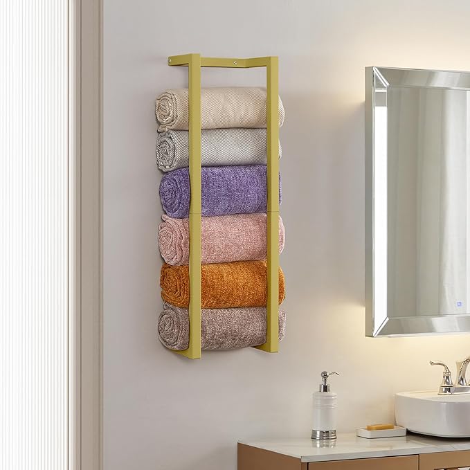 Towel Rack for Rolled Towels, Towel Rack for Bathroom, Wall Mounted Metal - Image 3