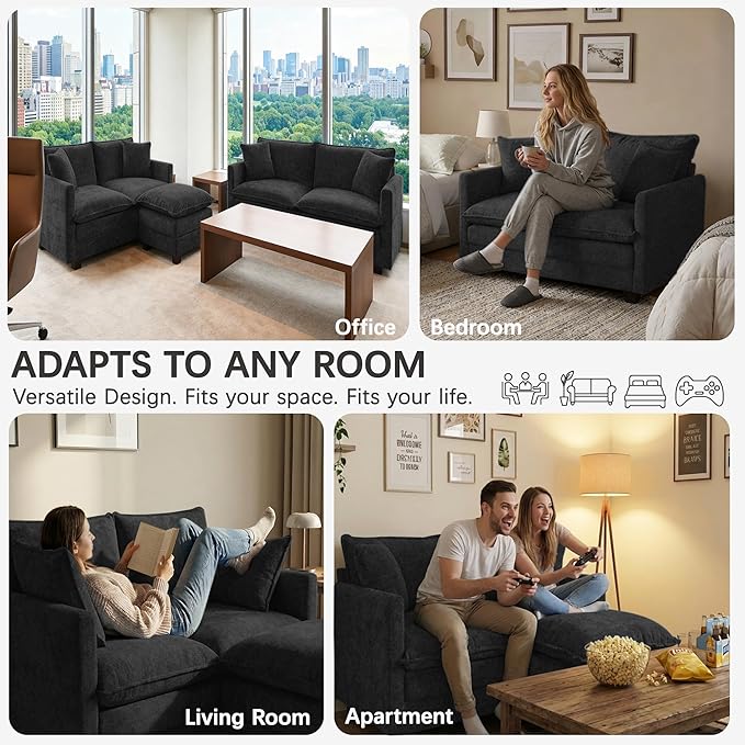 Loveseat Sofa, Comfy Chenille Small Couch - Image 7