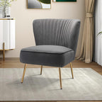 HULALA HOME Velvet Accent Chair, Modern Upholstered Cute Side Chair - Image 9