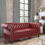 Mid-Century 2 Seater Sofa, Faux Leather Loveseat by YUCHIATHSoulFurniture