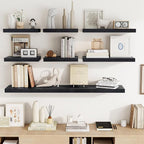 Acovy 72 Inch Floating Shelves, 3D Textured Wood Grain, Wooden Shelves - Image 8