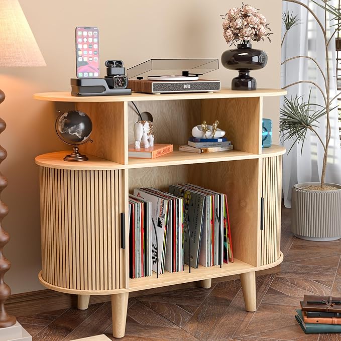 LUVIOHOME Large Round Record Player Stand - Image 3