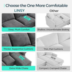 LINSY HOME Chaise Modular for Sectional Sofa, Cloud Sofa Lounge - Image 4