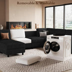 Belffin 114.2" Modular Sectional Sofa Corduroy 7 Seats U Shaped Sofa Couch - Image 5