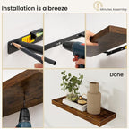 Fun Memories Floating Shelves for Wall, 24 Inch Set of 2 Rustic Wood Wall - Image 8