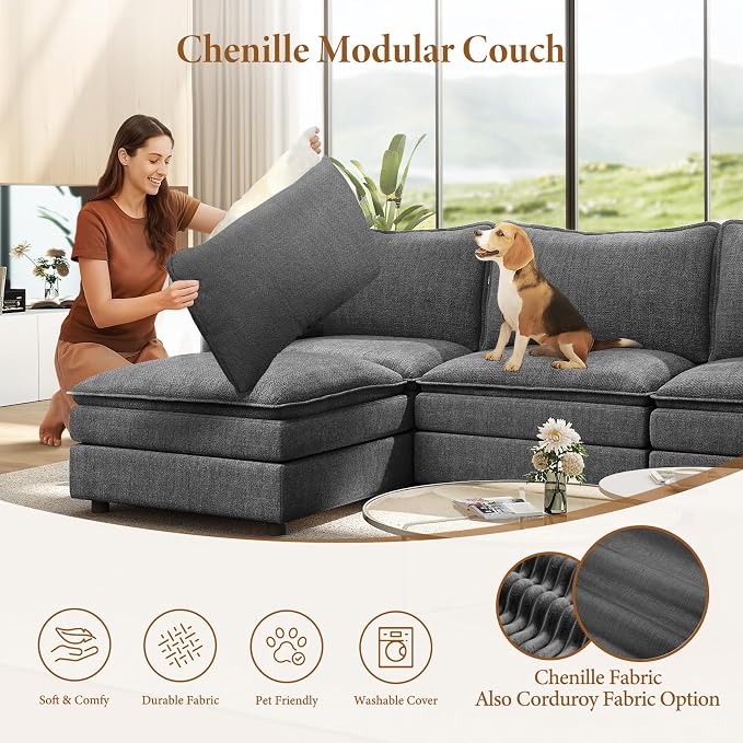 Vesgantti Large Modular Sectional Sofa, Big Comfy Cloud Couch - Image 6