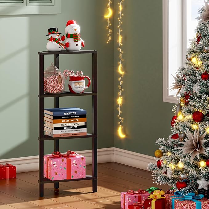 TUTOTAK Corner Shelf, 4-Tier Corner Bookshelf - Image 3
