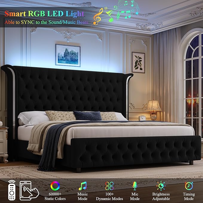 Keyluv Queen Smart LED Bed Frame - Image 4