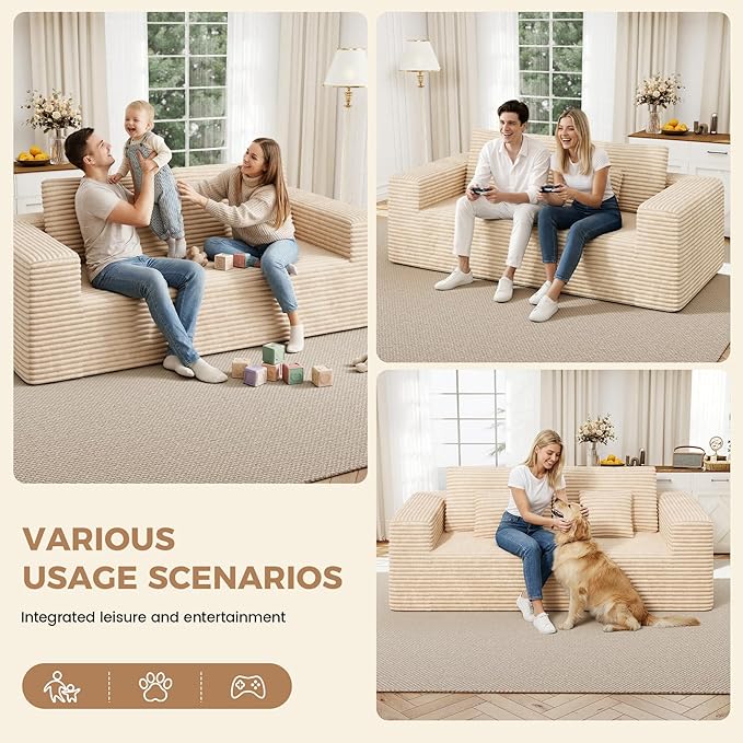 Luxanimarion 80'' Modern Cloud Loveseat Sofa, No Assembly Required Deep Seat - Image 6