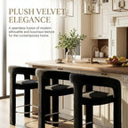HNY 26 Inch Modern Tall Barrel Bar Stool, Velvet Upholstered Barstool - Image 3