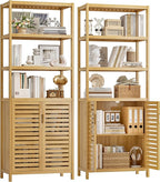 HIFIT 2 Set Tall Shelf Unit Bamboo Storage Cabinet by HIFIT