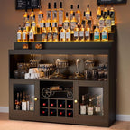 Loomie Wine Bar Cabinet with LED Lighted Liquor Bottle Display Shelf, Liquor by LOOMIEDirect
