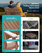 SERWALL 3 Pieces Patio Adirondack Bench Set, 2 Folding Adirondack Bench & 1 - Image 7