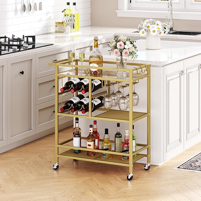 MAHANCRIS Bar Cart for Home, 3-Tier Serving Cart - Image 3