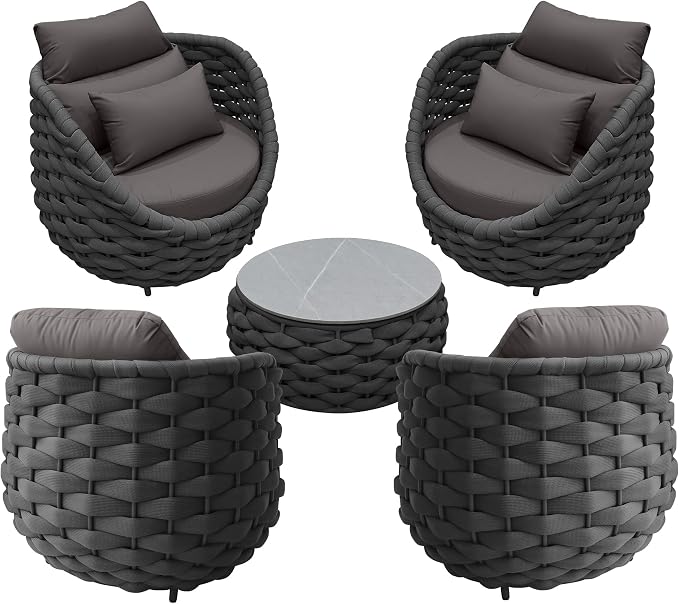 TWT Aluminum Outdoor Patio Furniture Set, Dark Grey by TWT