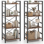 Tangkula 3-Tier Industrial Bookshelf, 16.5" Width Wooden Open Bookcase by TANGKULA