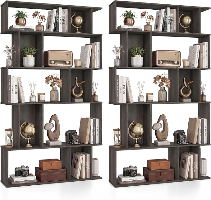 Giantex 5-Tier Bookshelves Set of 2, 10-Cube Geometric Bookcase by Giantex