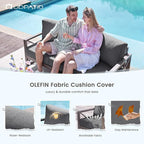 UDPATIO Aluminum Patio Furniture Set, Faux Wood Grain Modern Outdoor Furniture - Image 3