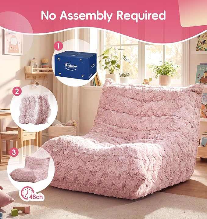 Hobestluk Bean Bag Chair with Memory Foam Ultra Soft Faux Fur Fabric Ergonomic - Image 8