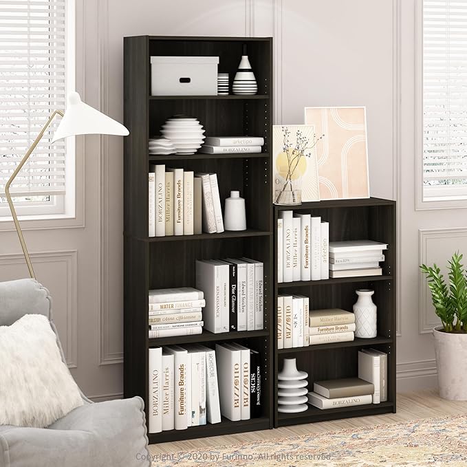 Furinno Jaya Book Shelf, 5-Tier Bookshelf, Tall Standing Bookcase - Image 3