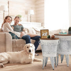 RUSTOWN Farmhouse Accent End Table, Rustic Antique Galvanized Side Coffee or - Image 2