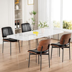 REONEY Dining Chairs Set of 6, Mid-Century Modern Upholstered PU Leather Chairs - Image 8