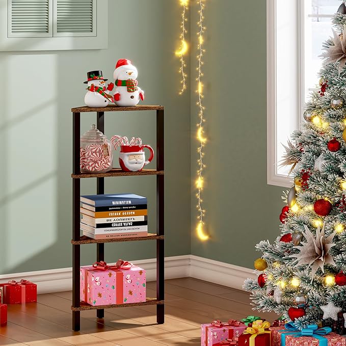 TUTOTAK Corner Shelf, 4-Tier Corner Bookshelf - Image 3