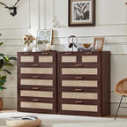 LEYAOYAO Rattan Dresser for Bedroom Set of 2, Modern 6 Drawers Boho Dressers by LEYAOYAO-Findtheshiningpointofyourideallife%EF%BC%81